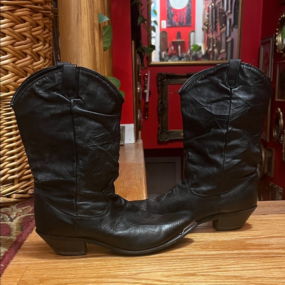 Dingo Black genuine soft leather slouchy cowboy western boot